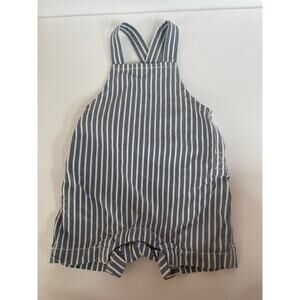 Pehr Baby Short Overalls- Railroad Stripe 6-9 Months